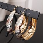 Tricolor Gold Filled Hoop Earrings Argyle Design Photo 0