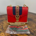 Gucci Sylvie Red Leather Chain Shoulder Bag Mini Photo 2