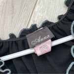 Vintage Anna Contrast Ruffle Sleeveless Tank Top Black (size 1xl) y2k 90s whimsy Photo 1