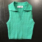 Bershka Green Cable Knit Collared Crop Top Photo 1