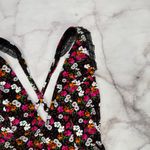 Skinny Dippers Ruffle One Piece Swimsuit Size L Black Floral New Belt Slimming Size L Photo 3