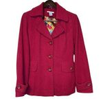 CAbi Women Peacoat Jacket Tea Coat Style 619 Wool Blend Burgundy Red Plus Sz. 14 Photo 0