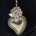 Gorgeous Sacred Heart Pendant and Earring Set Silver Photo 2