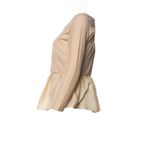 Carven Pleated Peplum Three Quarter Sleeve Top in light Peach Pink Photo 1