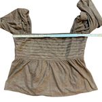 francesca's Miami Payton Faux Suede Pleated Blouse Brown Sz L Size L Photo 9