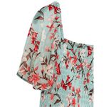 As You Wish As U Wish Green Floral Chiffon Smocked Asymmetrical Dress LARGE Cottage Flowy Photo 3