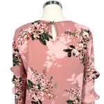 Maison Jules Floral Ruffle Sleeve Casual Blouse Pink Multicolor Size Medium Photo 4
