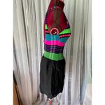 swimsuit one piece striped Vintage 1990s shorts hot pink blue green Size 12 Photo 7