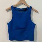 Bebe Blue Mesh Cutouts Sleeveless Crop Top Exposed Zipper Back Size L Photo 0