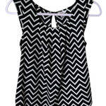Candie's  Small Black White Sleeveless Chevron‎ Print Keyhole Back Blouse N… Photo 0
