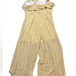 Altar'd State  Jumpsuit Romper M Yellow White Striped Wide Leg Pants Ruffle Summer Photo 1