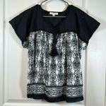 Farmers Markets Black White Tassel Eyelet Blouse Size PXL EUC #5763 Photo 1