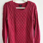 H&M Cable Knit Long Sleeve Sweater, Classic Woven Sweater, Pink/Red, Size Small Photo 0