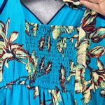 Band of the Free Blue Floral Strappy Ruffle Midi Dress Size XS Slit Skirt Photo 6