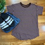 Madewell  Women XS Purple Brown Striped Short Sleeve Crewneck Cotton T-shirt Photo 0