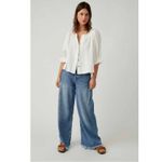 Free People Bohemian Gauze Lucy Solid Swing Top in White Medium Cottage Photo 4