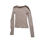 H&M NWOT Size XS Y2K Long Sleeve Ribbed Brown Round Neck Cotton Stretch Causal Photo 5