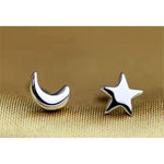 Boutique Dainty 925 Sterling Silver Mismatch‎ Moon Star Stud Earrings Photo 13