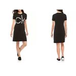Calvin Klein Womens  Snake Skin Print Black Jersey Knit Dress - Sz M Photo 1