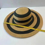 Large Floppy Folding Wide Brim Stripe Cap Sun Straw Summer Beach‎ Women’s Hat Tan Photo 3