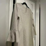 J.Crew  Cream Black Thin Stripes Ruffle Sleeve Mini Dress Round Neck Size S Photo 7