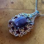 Rare Tiffany Stone Red Garnet Sterling Silver Necklace Purple Photo 1