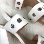 AMS Women's  Sarah Silver Grommet Eyelets Accent Slingback Block Heel Sandals Shoes White Size 6.5 Photo 6