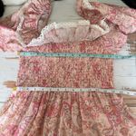 RIXO Joanie Pink Paisley Midi Light Floral Ruffle Dress Size Medium US 8 UK 12 Photo 9