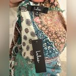 Lulus *NWT* Lulu’s Green Satin Scarf Print Wrap Top Photo 12