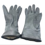 VINTAGE BERMANS GRAY LEATHER WITH BLACK TRIM LINED GLOVES (M) Photo 2