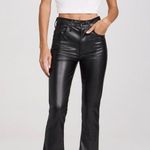 MOTHER The Insider Flood Faux Leather Jeans Black Size 24 NEW Photo 2