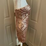 Charlotte Russe rose gold abstract sequined pull on mini dress padded bra Sz M. Photo 4