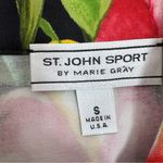 Vintage St. John Sport Tropical Flower Print Denim Jacket Black Yellow Small Photo 8