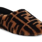 Fendi NWT  FF Shearling Fur Slippers Shoes in Brown Photo 2