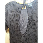 Vintage JOAN LESLIE Black Beaded Fringe Dress 14 Photo 5