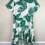 Tropical dress women's M palm leaf print ruffle short sleeve high low midi beach Green Size M Photo 1