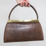 Vintage 50s Roos Atkins Brown Lizard Handbag Photo 2