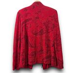 Y2K Draper's & Damon's Zip Up Knit Jacket Red Metallic Floral Paisley LARGE USA Photo 2