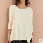 Garnet Hill Garnet‎ Hill Oversized Organic Cotton Relaxed Blouse Ruffle Slits Black Size S Photo 7