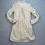 Dear John Shirt Dress Women's X-Small Beige Long Sleeve Collared Mini Utility Photo 9