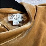 Molly Bracken  Velvet high mock neck Top Blouse gold brown muted yellow XL tie Photo 4