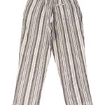 Garnet Hill Womens High Rise Gray White Striped Linen Casual Pants Pockets 14 Photo 7