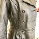 Guess  black leather vintage pea coat M Photo 5