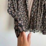 Samuel Dong Women’s Lace Textured Collared Button Down Long Sleeve w/Camisole‎ L Tan Size L Photo 4