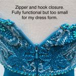 VTG Y2K Fairycore Dress Gown Sz 8 Riva Designs Blue Silk Beaded Halter Glam Photo 14