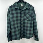 Victoria's Secret PINK Green & Black Plaid Sweater Button Up Oversized Size XS Photo 0
