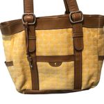 Fossil  Marley Double Handle Shoulder Bag Shopper Yellow Canvas Leather 14X11 Photo 0