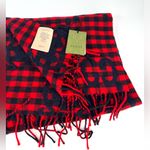 Gucci  644365 Red Blue Wool Jacquard Check GG Diamcheck Logo UNISEX Fringe Scarf Photo 9