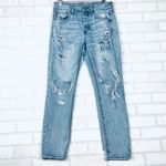 American Eagle  Tomgirl‎ Jeans Womens Size 6 Regular Ripped Distressed Light Wash Photo 15