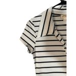 See You Monday  White Black Striped Short Sleeve Fit & Flare Dress Women Sz M Photo 3